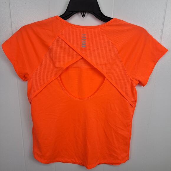 Under Armour HeatGear Shirt Women’s M Orange Fitted Mesh Back‎ Cutout NWT - Picture 4 of 10